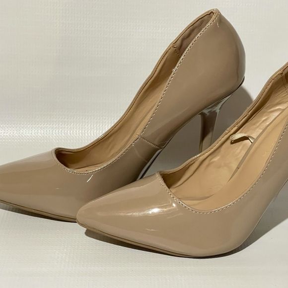 Wild Diva Taupe Patent Heels - Picture 10 of 13